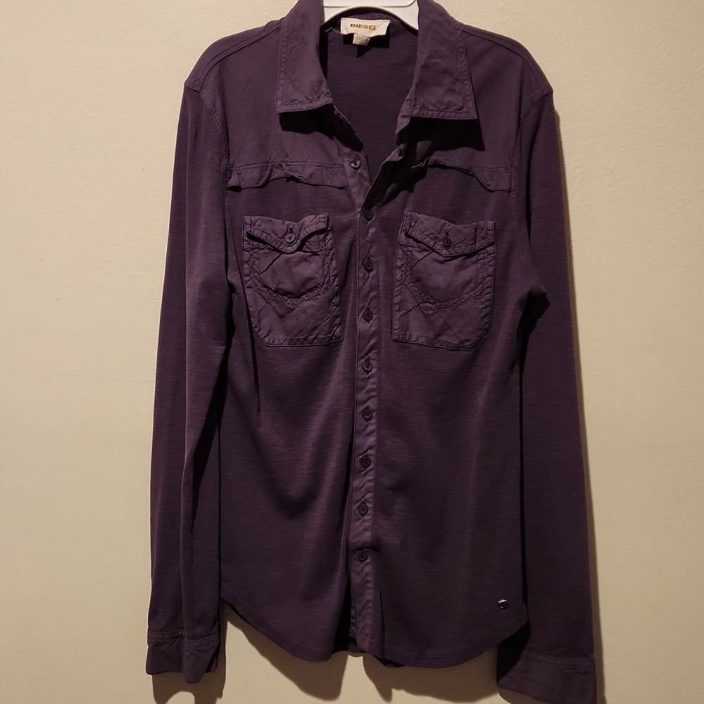 ❤️ DIESEL VINTAGE 90S BUTTON DOWN COTTON TOP, PURPLE, MEDIUM